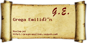 Grega Emilián névjegykártya